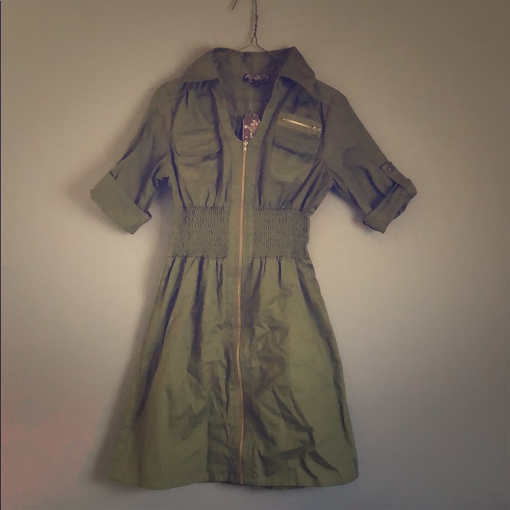 Olive green fitted dress